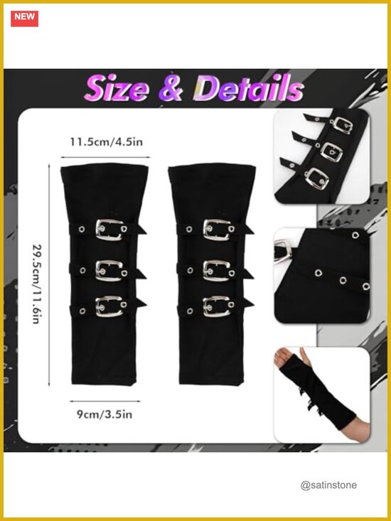 Grunge Cat Ear Beanie Set with Fingerless Gloves and Necklaces main image 6